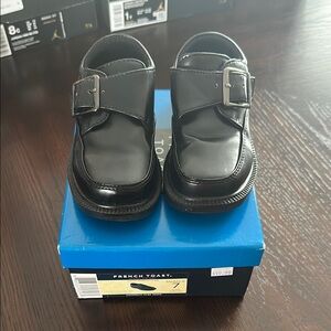 French Toast Kids Black Dress Shoes Velcro Buckle Size 7C